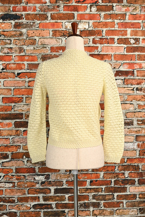 Vintage 50s/60s Ivory Crochet Knit Cardigan Sweater