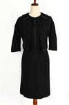 EXTREMELY RARE Vintage 40s/50s Black Crepe JACQUES FATH Dress and Jacket Set
