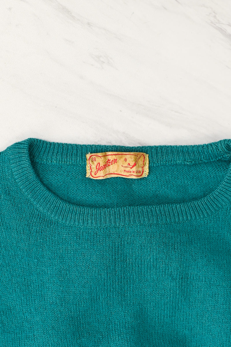 RARE Vintage 50s Teal JANTZEN Pullover Sweater - 38