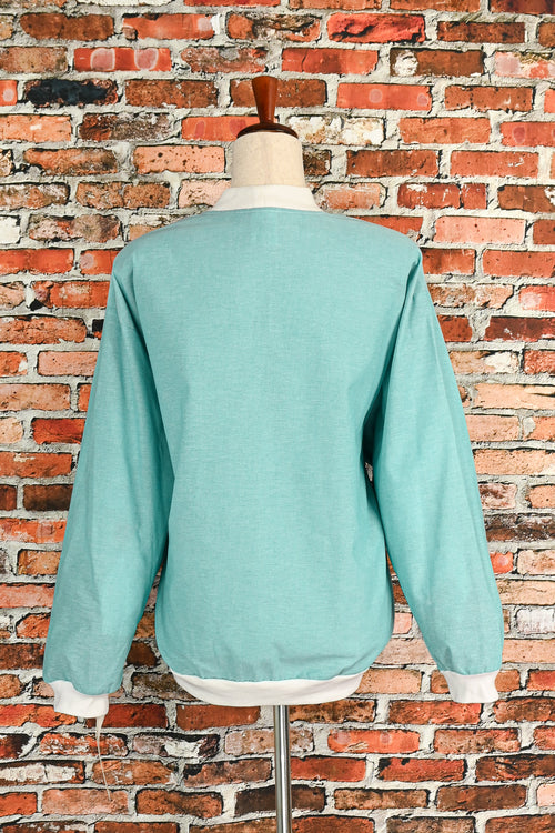 DEADSTOCK - Vintage 80s Turquoise G.W. Division of Graff Padded Shoulder Cardigan Sweater - XL