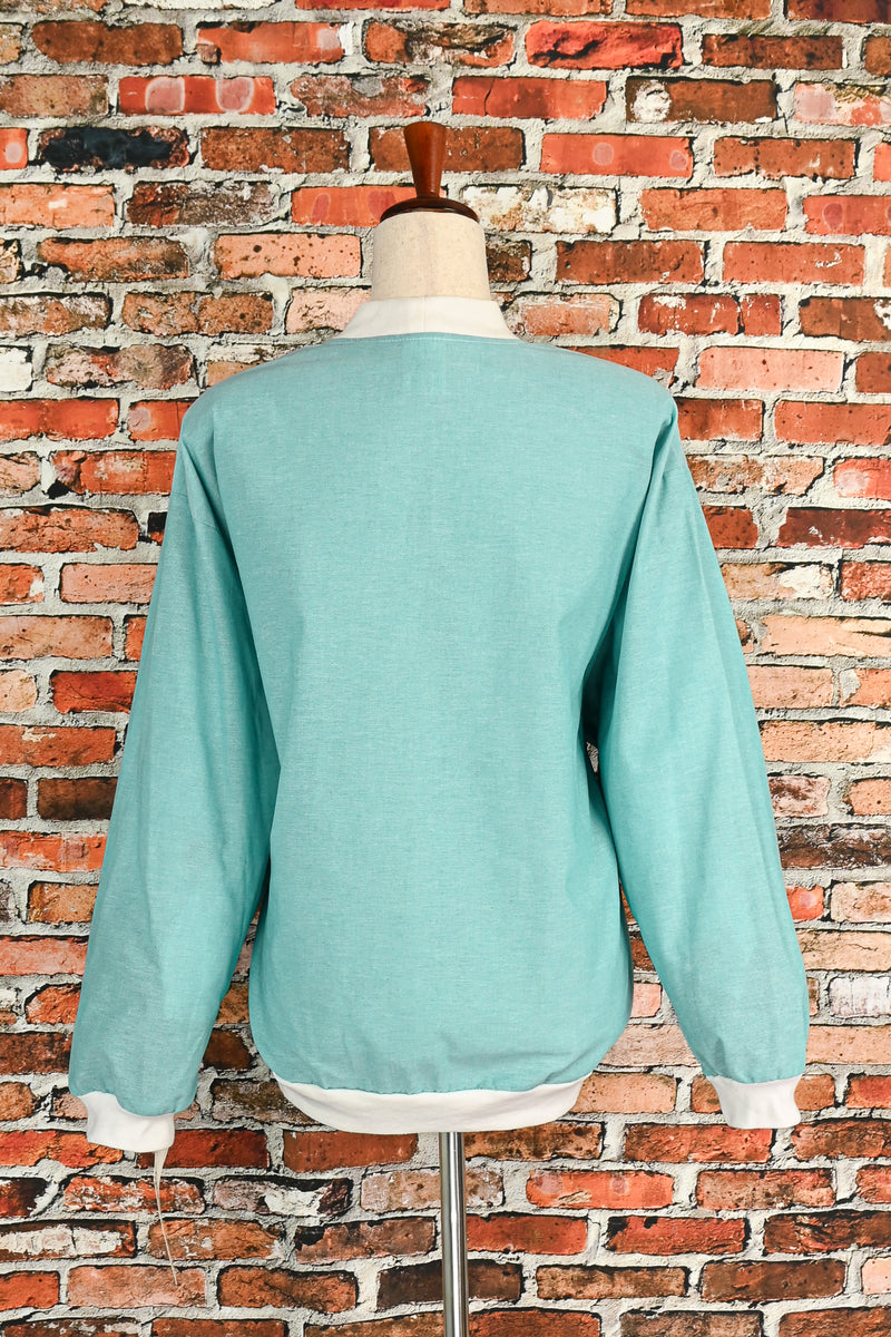 DEADSTOCK - Vintage 80s Turquoise G.W. Division of Graff Padded Shoulder Cardigan Sweater - XL