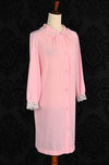 Vintage 60s Pink GOSSARD ARTEMIS Long Sleeve Button Up Peignoir Robe - L