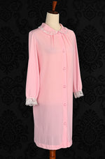 Vintage 60s Pink GOSSARD ARTEMIS Long Sleeve Button Up Peignoir Robe - L