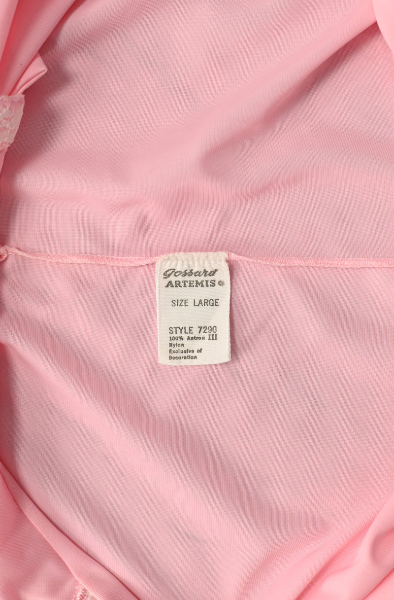 Vintage 60s Pink GOSSARD ARTEMIS Long Sleeve Button Up Peignoir Robe - L