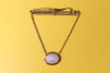 Vintage Faux Opal Gold Tone Tie Bar Clip w/ Chain