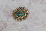 Vintage Sarah Coventry Gold Tone Blue Cabochon Faux Pearl Brooch