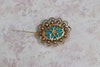 Vintage Sarah Coventry Gold Tone Blue Cabochon Faux Pearl Brooch