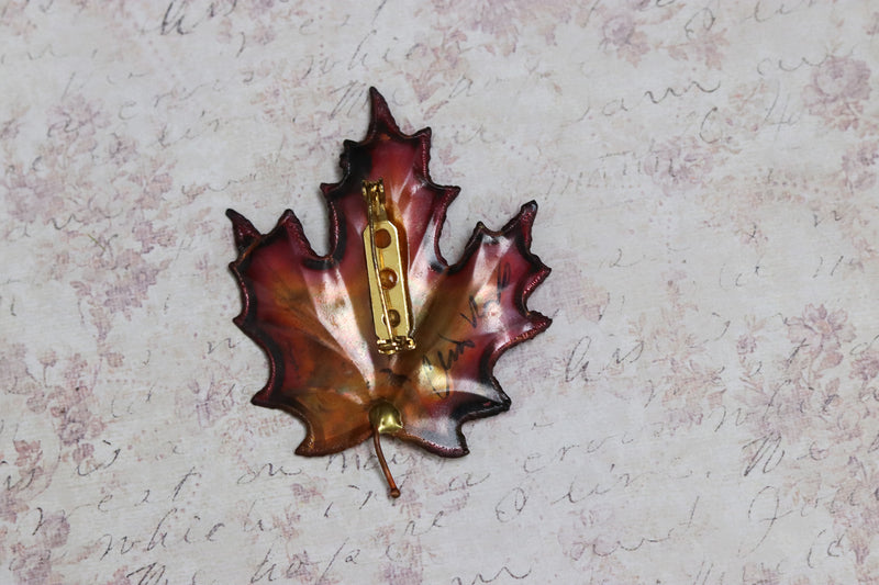 Copper Maple Leaf Brooch w/ Artist Signature
