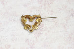 Vintage Made in Austria Gold Tone Heart Shaped Floral Brooch