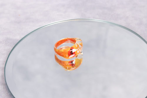 Vintage Orange Resin Chunky Ring