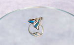 Turquoise & White Striped Silver Ring