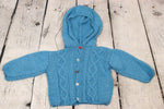 Vintage Aqua Blue Boys Toddler Cardigan Knit Sweater Hoodie