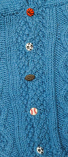 Vintage Aqua Blue Boys Toddler Cardigan Knit Sweater Hoodie