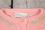 女の子のヴィンテージ 100% ターボ アクリル繊維ピンク ニット カーディガン セーター