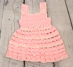 ヴィンテージ ピンクのかぎ針編み幼児ドレス