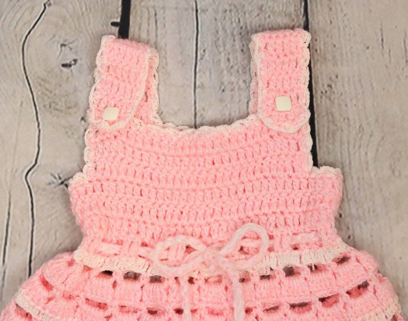 Vintage Pink Crocheted Toddler Dress