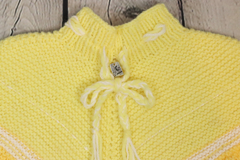Vintage Yellow Knitted Toddler Pancho