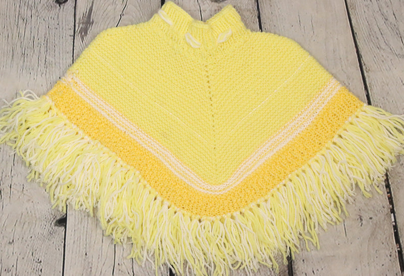 Vintage Yellow Knitted Toddler Pancho