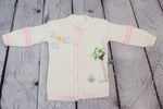 Vintage Girl's White Cardigan Sweater w/ Embroidery Detailing