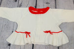 Vintage Girl's White Pullover Sweater w/ Red Rope Detailing
