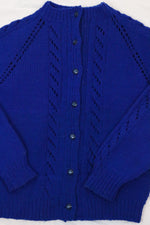 Vintage Girl's/Women's Royal Blue Knitted Cardigan Sweater