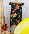 Vintage Girl's Two Palms Made in Hawaii Black Hawaiian Toddler Dress - 6