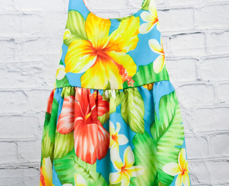 Girl's Vintage Kilohana Clothing Co. Multicolor Hawaiian Dress w/ Waist Tie - 7