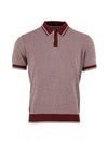 New w/ Tags RELCO LONDON Burgundy Jacquard Dogtooth Knitted Polo