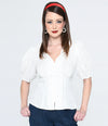 NEW W/ TAGS Unique Vintage White Heart Puff Sleeve Blouse