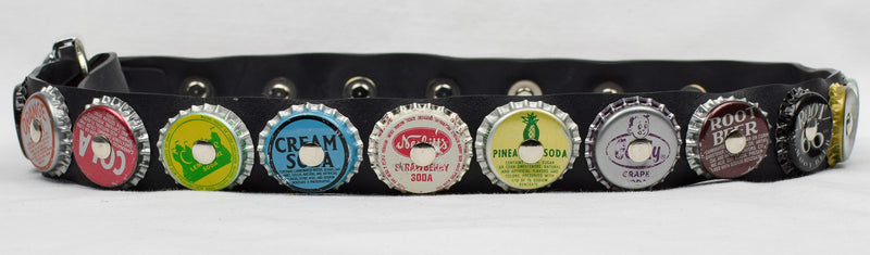 Vintage Soda Bottle Caps Belt w/ Seat Belt Buckle