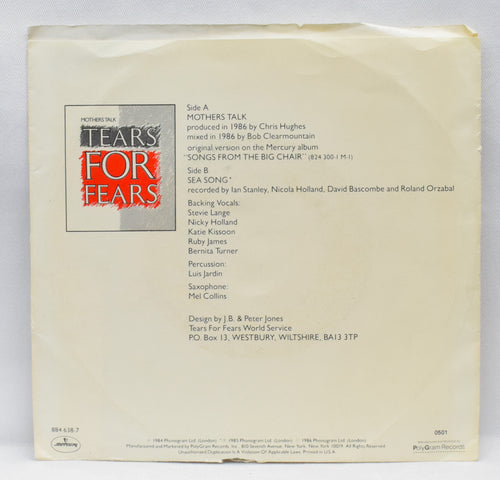 Mercury Records 1986 - Tears for Fears: Mothers Talk - 45 RPM 7" レコード