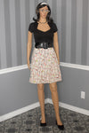 Women's Nu Construction White Pleated Pink Bistro Set Ladies Print Skirt - 6