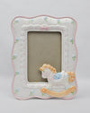 White Ceramic Floral Rocking Horse Picture Frame