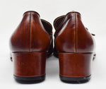 Women's Vintage Amalfi by Rangoni Brown Leather Buckle Heel Pump Loafers - 7-1/2 B
