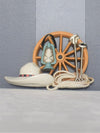Vintage Burwood Production Company Western Plastic Wall Hanging Wheel Cowboy Hat Lantern