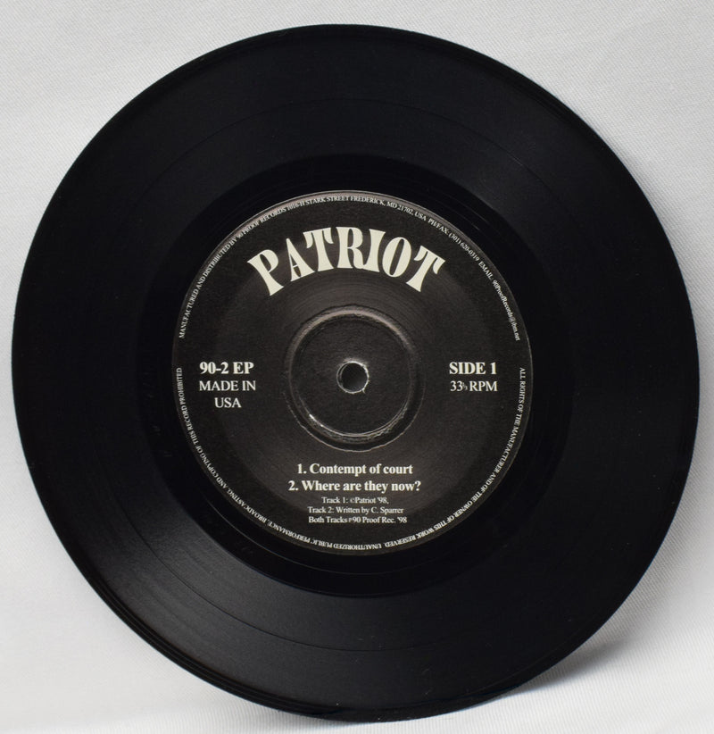 90 Proof Records 1998 - Patriot/Fatskins Split EP - 33-1/3 RPM 7" Record