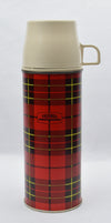 Vintage 1964 King-Steeley Thermos Co. Red Tartan Plaid Pint Size Thermos No. 2242