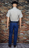 Men's Vintage Panhandle Slim White Striped Western Snap Button Shirt - 17-1/2
