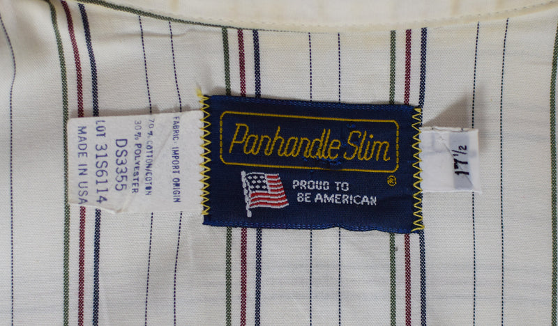 Men's Vintage Panhandle Slim White Striped Western Snap Button Shirt - 17-1/2