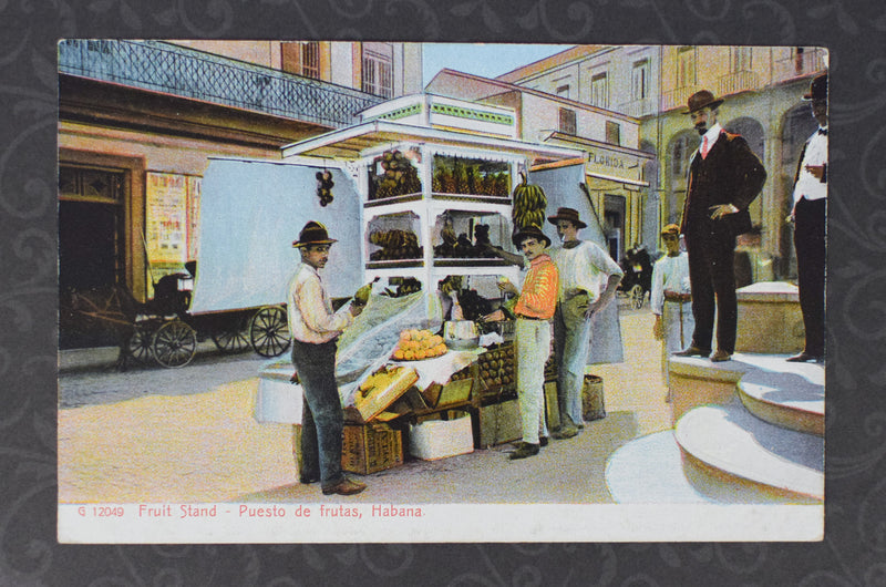 ビンテージ キューバ フルーツ スタンド - Puesto de Frutas、ハバナ、キューバ 白紙のポストカード