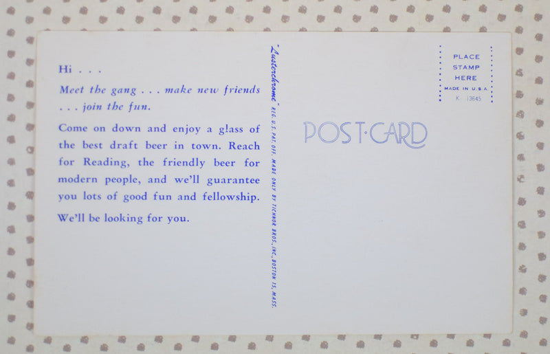 Vintage Reach for... Reading: The Friendly Beer for Modern People Blank Postcard