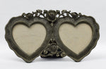 Vintage Double Heart Floral Heavy Metal Picture Frame