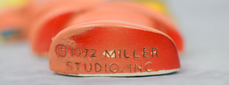 Vintage 1972 Miller Studios Anthropomorphic Pink Blue Bird Couple Chalk-ware Set
