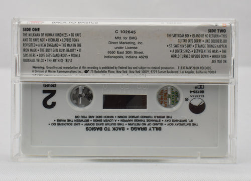 Elektra/Asylum Records - 1987 Billy Bragg: Back To Basics White Cassette Tape