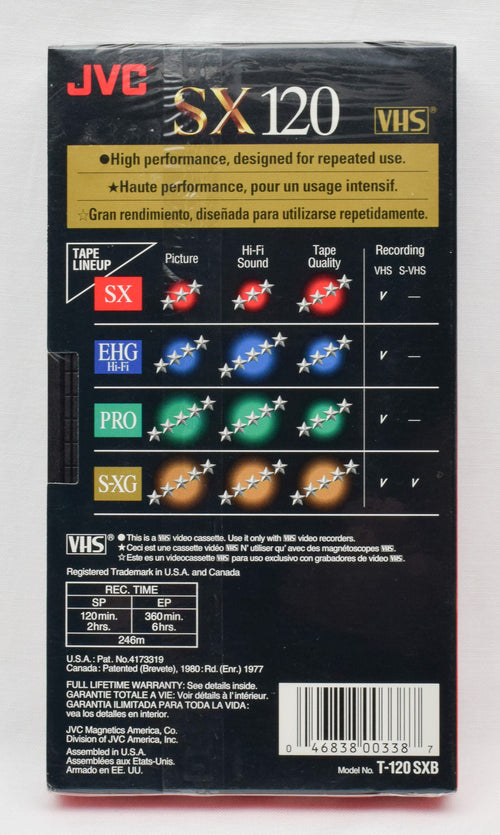 新品/未開封 JVC ハイパフォーマンス T-120 SX ブランク VHS テープ