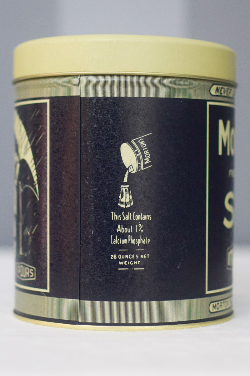 Vintage Bristol Ware Morton's Salt Tin Free Running Salt it Pours Round Canister