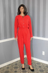 Women's Vintage Action Gear Sportswear Red Cotton Jumpsuit - L