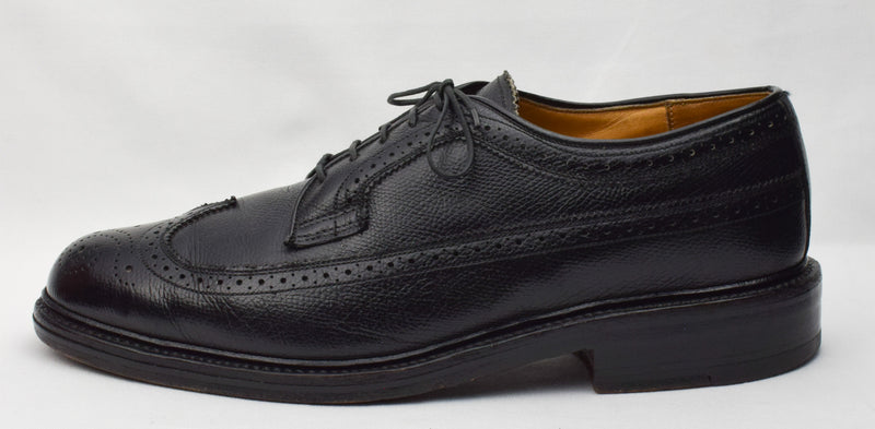 Men's Vintage Jarman Regency Collection Black Textured Leather Wingtip Oxford Shoes - 8-1/2 3E