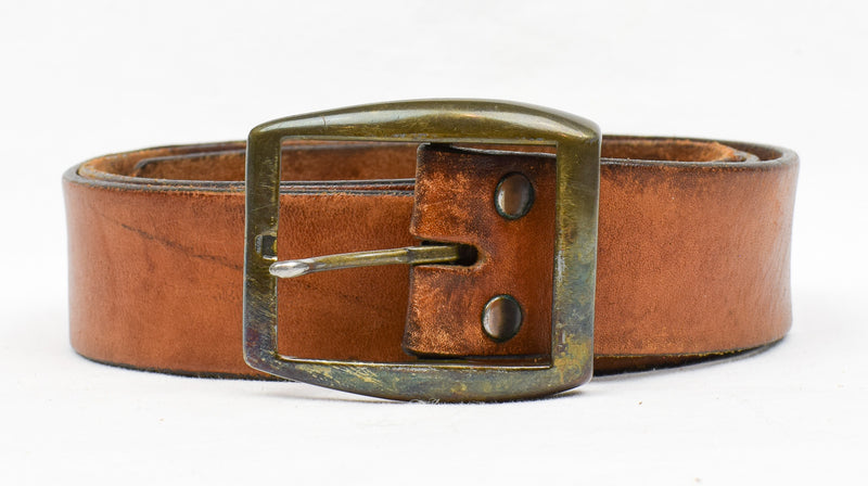 Men's Brown Hand Tooled Leather Western Belt