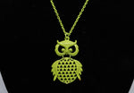 Lime Green Metal Bangle Owl Necklace